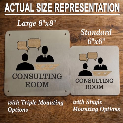 Image of CONFERENCE, CONSULTING ROOM Sign, 8x8 Inch, Durable Steel, Dual Mount