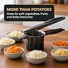 Potato Ricer Stainless Steel (15 oz, Black) - Heavy Duty Potato Masher with 3 Interchangeable Discs & Peeler - Easy Mashed Potatoes Kitchen Tool by Kovilo