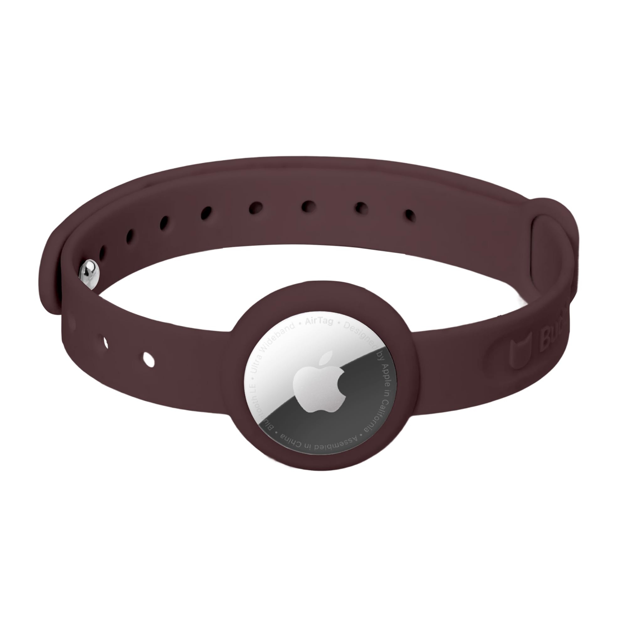 Collar antiestrangulamiento para gatos AirTag | Cierre de seguridad elástico de silicona con código QR, ligero y suave, ajustable, soporte 2 en 1 y correa de silicona (marrón, 22-34 cm)