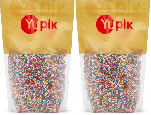 Image of Yupik Rainbow Sprinkles, 2.2 Lb, Low In Sugar, Cholesterol-Free, Sodium-Free, Kosher, Dessert Topping (Pack of 2)