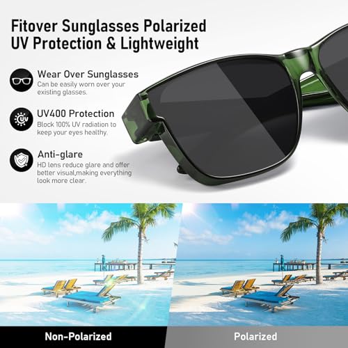 Image of GEGURI Polarized Sunglasses Fit Over Glasses for Men Women, Oversized Square Sun Glasses UV400 Protection Shades