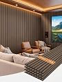 Upick Acoustic Wood Slat Wall Panels 93" x 12" Dark Walnut for Interior Decor - Sound Absorbing Accent Wall, Easy DIY Install, 4 Pack