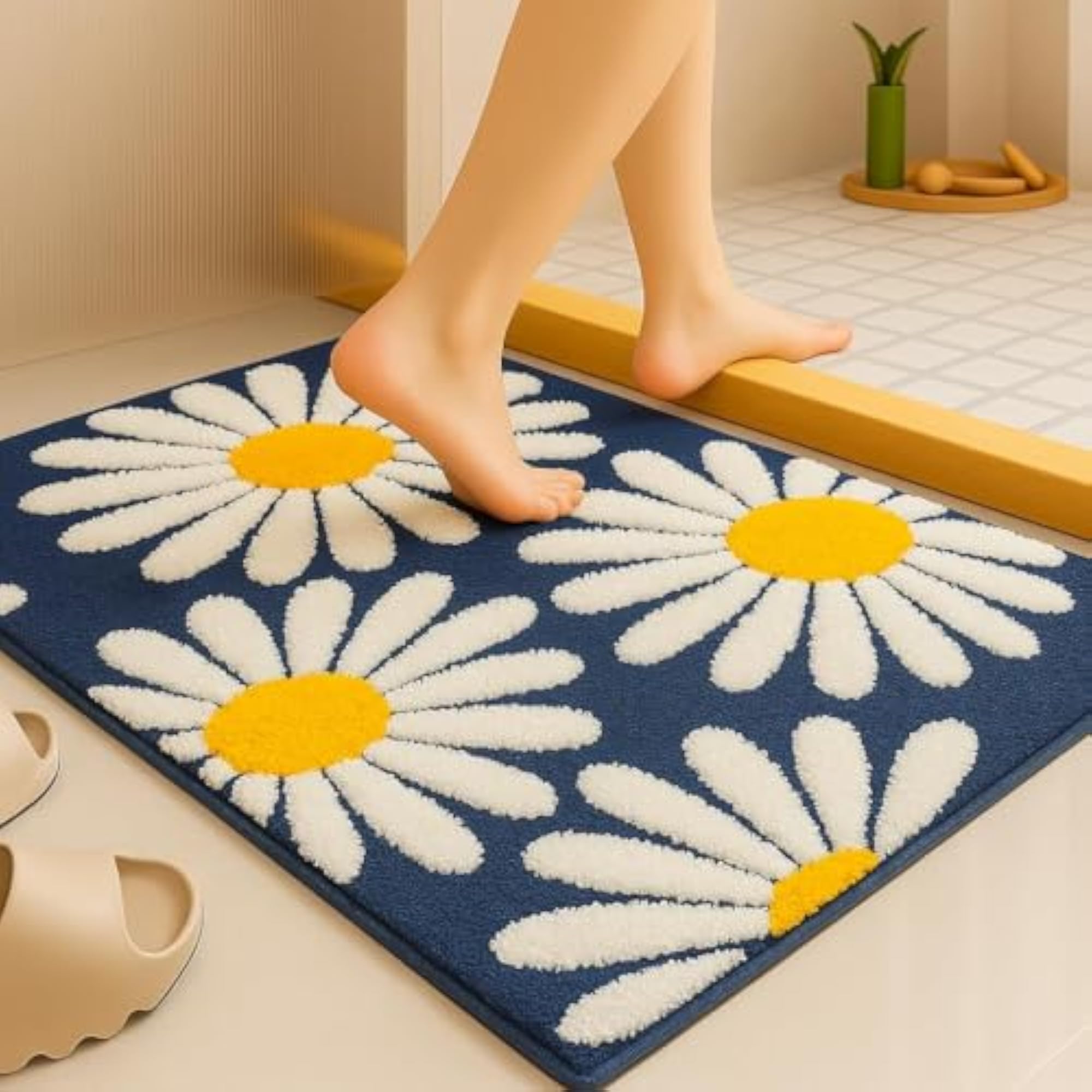 Dark Blue Microfiber Bath Mat, Super Absorbent, 40 x 60 cm