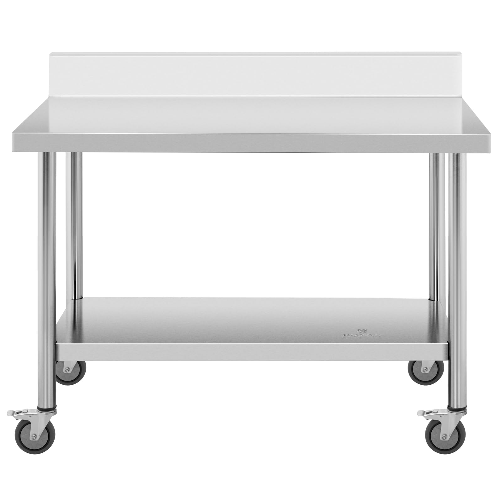 Royal Catering Tavolo in acciaio inox con ruote e alzata – 60 x 120 cm, portata 158 kg