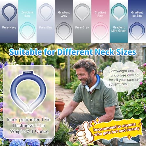 Image of Ice Ring Neck Cooler 70% Gel Increase Neck Cooling Tube Wearable Body Cooling Products for Summer Outdoor Indoor Activities Relief for Hot Flashes(Grey,L)