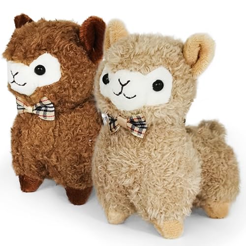 JIAHO 2 Pcs Cute Alpaca Stuffed Animals for Girls and Boys, Soft Mini Alpaca Plush Toys, Sheep Stuffed Animal Bulk, Kawaii Plushies, Treasure Box Plush Doll Toys for Classroom, Christmas Decorations