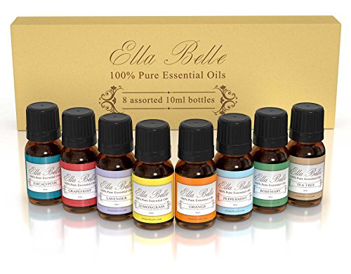 Essential Oil Healing Top 8 10ml Set Therapeutic Kit, Eucalyptus, Peppermint, Orange, Rosemary, Tea Tree, Grapefruit, Lavender, Aromatic, Aromatherapy, Collection for Gift