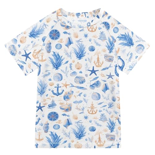Blue Sea Anchors Bathing Suit Kids Sun Protection Beach Tops Swimwear Beach Tops 3T