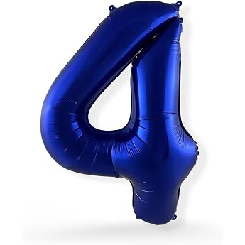 Foil Balloon Number 4 Dark Blue approx. 68 cm - Large Number Balloon Blue for Birthday and Anniversary - Suitable for Helium - Decorative Balloon Number 4 for Party Wedding and New Year's