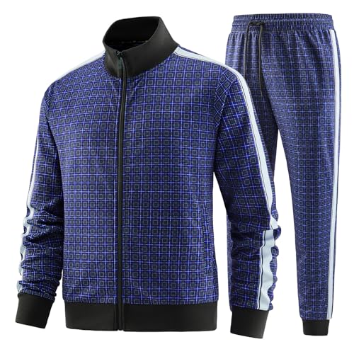 Image of ANOTWENER Men's Track Suits 2 Piece Stand-up Collar Long Sleeve with Double Side Pockets Jacket and Sweatpants