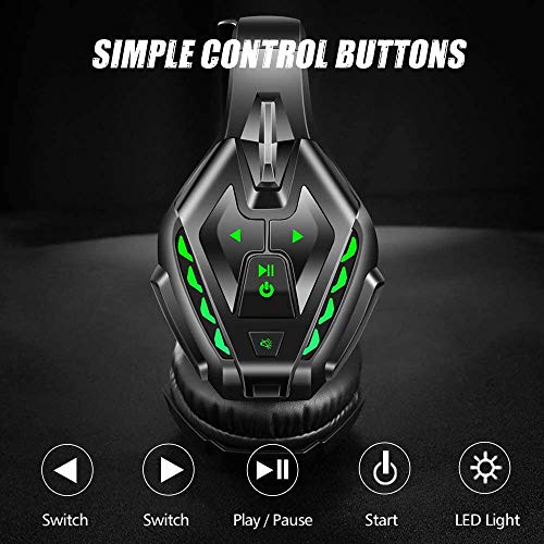 PHOINIKAS Cuffie Gaming PS4, Cuffie Wireless Bluetooth con surround 7.1 per bassi, Cuffie da Gioco con Microfono per Xbox One, PC, Nintendo Switch - Verde