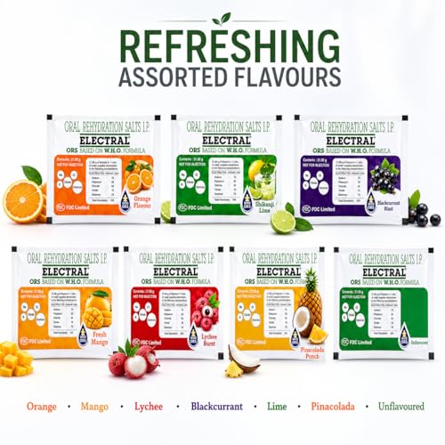 Image of ELECTRAL Oral Rehydration Salts I.P., Assorted Seven Flavours of each 21.8g
