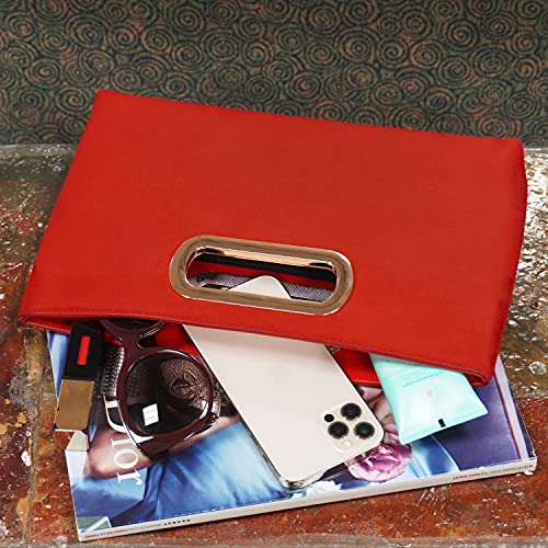 Image of Top Handle Faux Suede Clutch