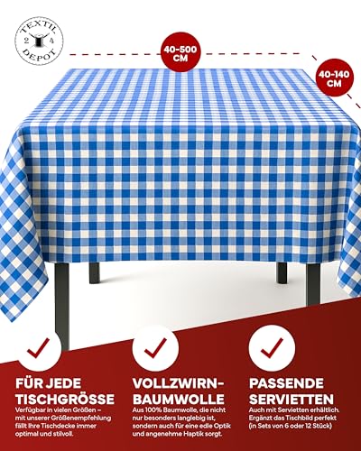 texpot Landhaus Tischdecke 110 x 170 cm blau-weiß kariert 100% Baumwolle – Ansicht 5