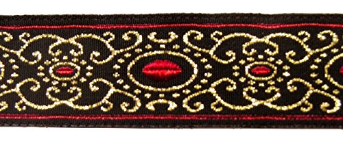 10 M brocado Borte webband 22 mm de ancho color: negro de color rojo de Lurex Oro de 1 a de mercancías 22805 corta de swrtgo