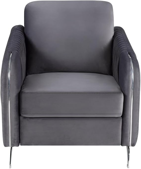 Lilola Home Hathaway Gray Velvet Modern Chic Accent Armchair