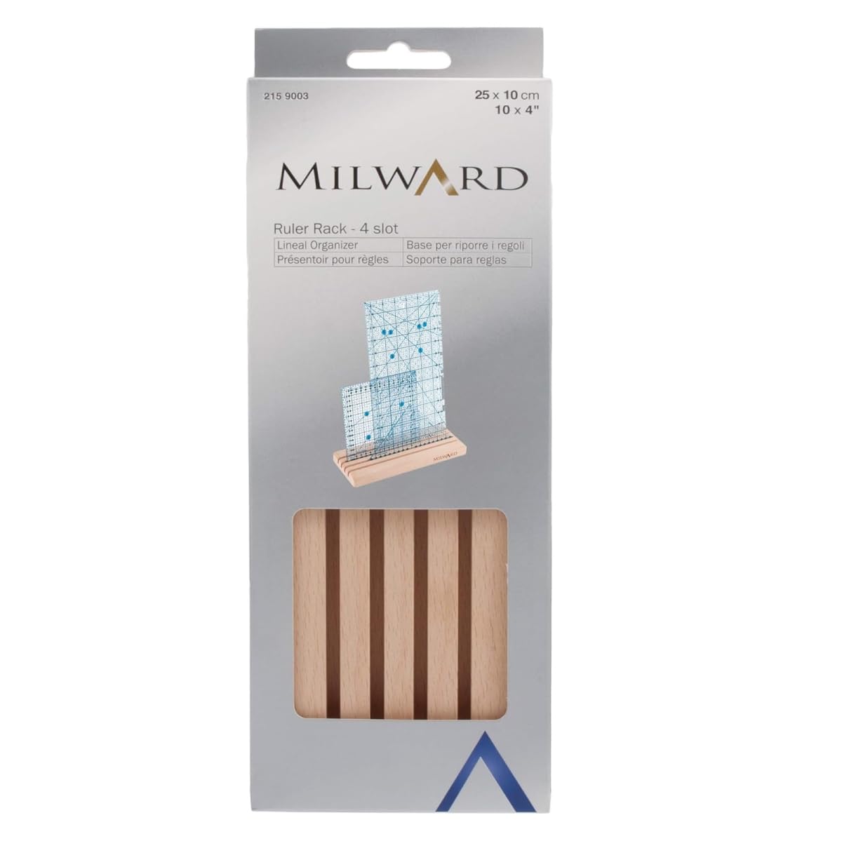 Milward Ruler/Template Rack: Small-4 Slots: Beech Wood, 25 x 10cm
