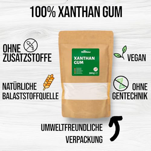 RheinNatur Xanthan Gum Pulver 500 g - Natürliches Bindemittel - Stabilisator für Eis, Suppen, Soßen - Xanthangummi Verdickungsmittel - Geschmacksneutral & Vegan