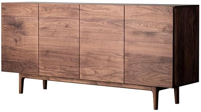 Aparadores para Comedor Black Walnut Solid Wood Sideboard Modern Living Room TV Floor Storage Furniture Double Door Entrance Decoration Bufetera(180cm*42cm*82cm)