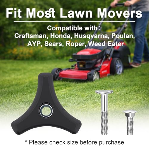 4 Pack Lawn Mower Handle Knobs Nut Bolt, Replacement Triangle Handle Screw Bolts, Universal Fit for Honda & Most Lawn Mowers, Lawn Mower Handle Fastening Knob Kit, Lawn Mower Parts & Accessories