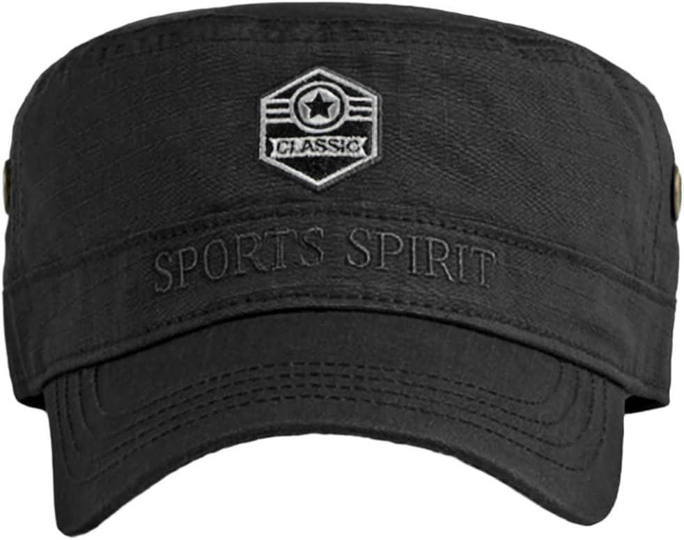 FASHIXD Summer Military Cap Cotton Embroidered Flat Top Hat for Outdoor Adjustable - Image 2