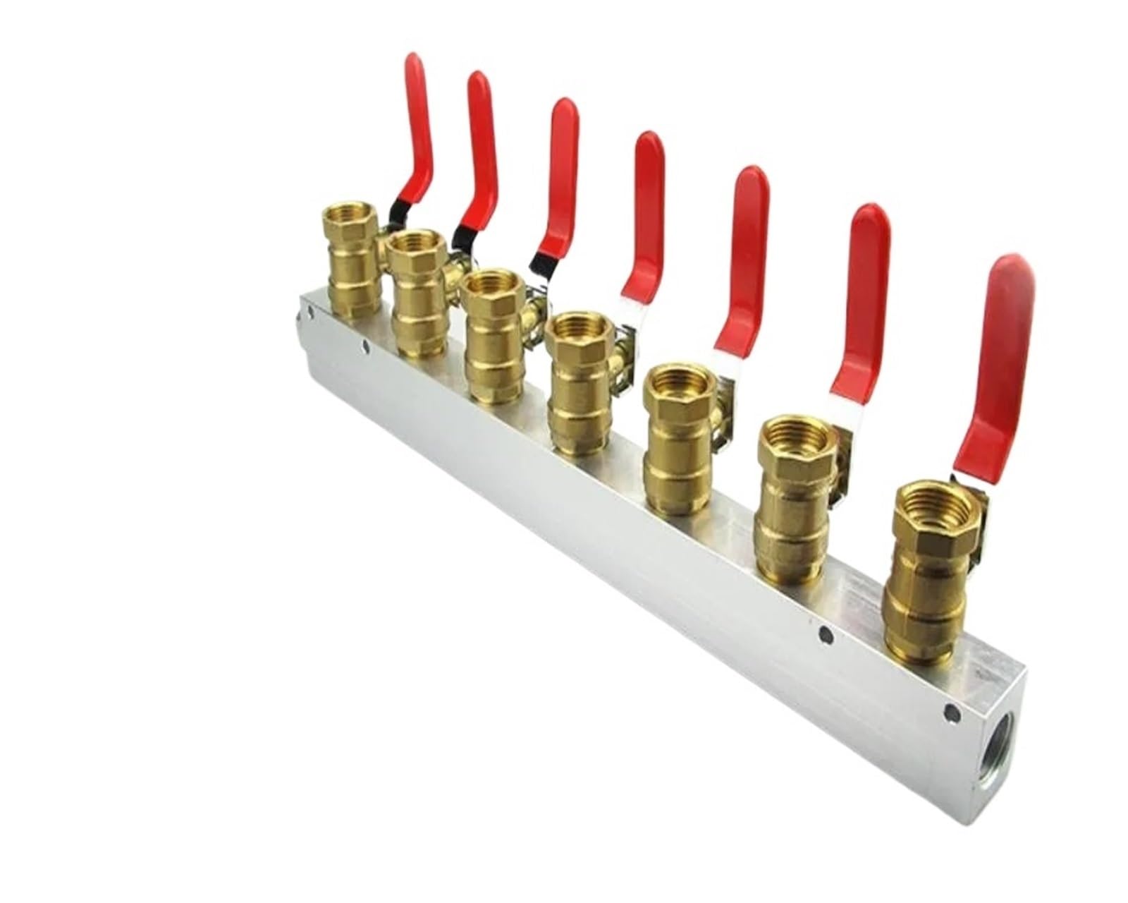 Collecteur pneumatique 1 in 8 out en aluminium avec robinets 1/2 BSP 27x36mm
