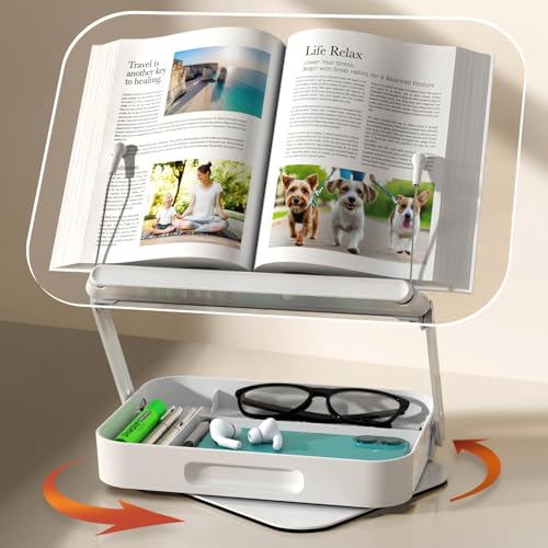 Acrylic 360° Rotating Book Stand with Storage