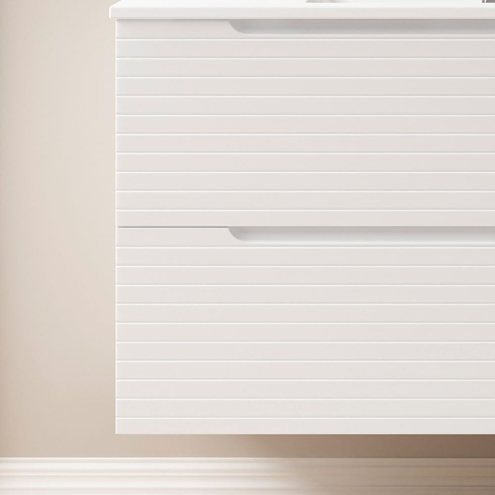 Kibath Mueble de baño con Lavabo Boreal 100x45 cm Acabado Blanco Mate 2 cajones suspendido