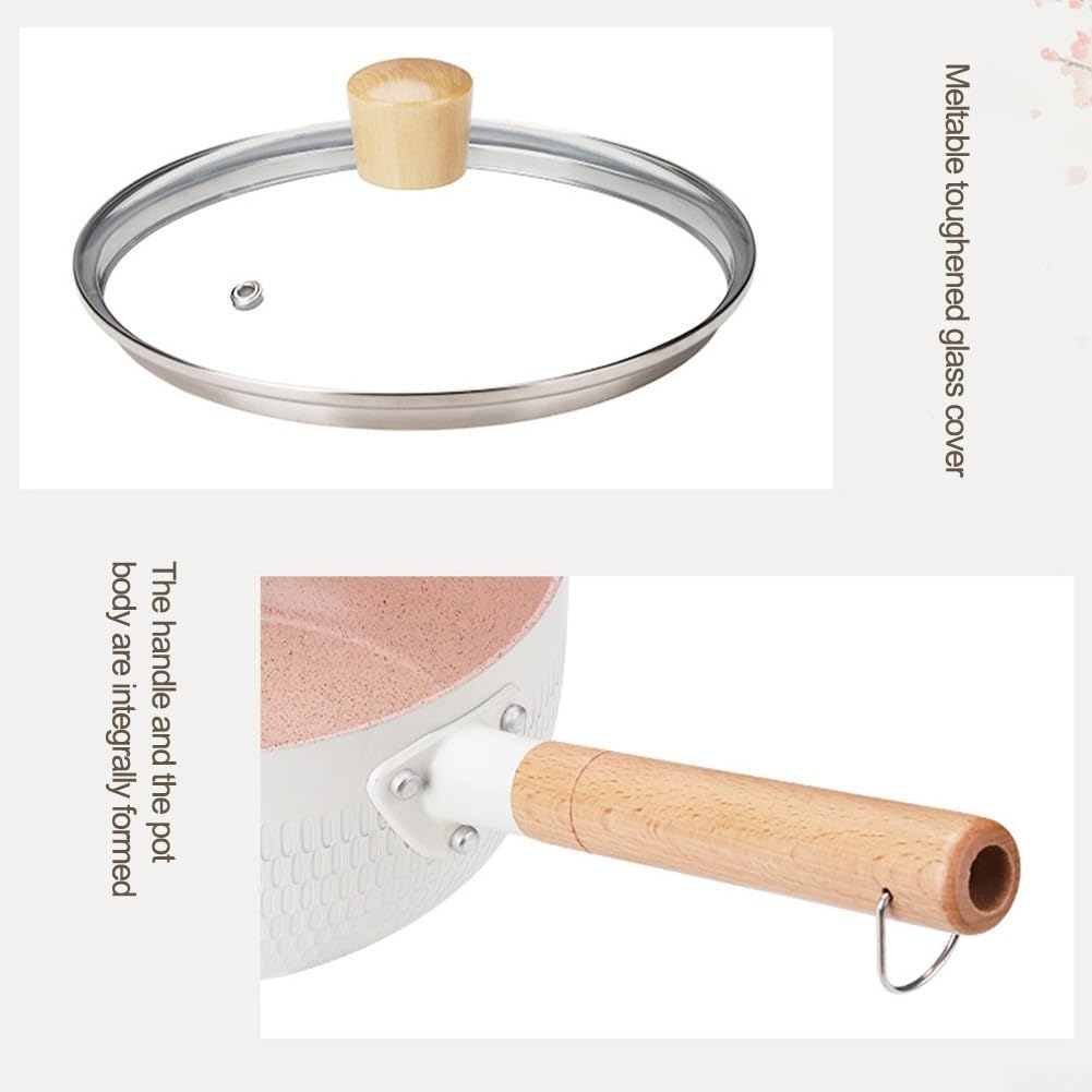 Maifan Stein-Milchtopf, antihaftbeschichtet, Yukihira-Pfanne, kleiner Kochtopf für Nudeln, Babynahrung, Suppe, Haushaltsküche, Kochgeschirr (weiß, 18 cm)