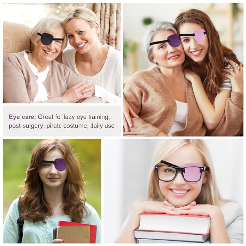 Image of 2 PCS 3D Eye Patches for Adults and Kids, Adjustable Medical Eyepatch for Right or Left Eye,One Eye Cover for Amblyopia Lazy Eye,Pirate Costume(Pink,Purple)