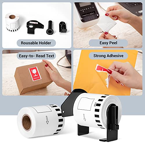 Image of DK-2251 Compatible with Brother 2-3 /7 inch x 50' Black /Red on White Paper Label