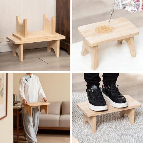 Taburete de madera natural para banco de recibidor y entrada de casa 7