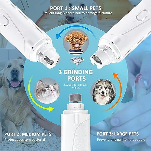 Image of Pet Grooming Kit Dog Nail Grinder 2-in-1 Dog Nail Trimmers Cat Nail Clipper Kit with Dual LED Lights USB Rechargeable Pet Nail Grinder for Small Medium and Large Dogs Pet Trimmer