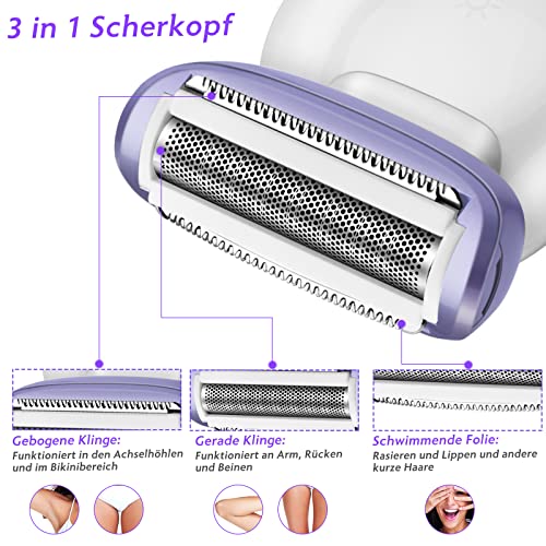 Damenrasierer Elektrisch Nass und Trocken, Bikini-Trimmer Intimbereich, Rasierer Damen Elektrisch für Frauenhaar, Beine… - Image 3