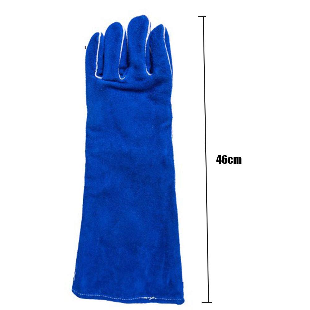 Gants de Soudeur en Cuir Forgé Résistant À La Chaleur/Aux Températures Élevées,Gants de Camping/Cuisine/Barbecue Avec Gant Ultra-Long À Manches Longues de 46 Cm