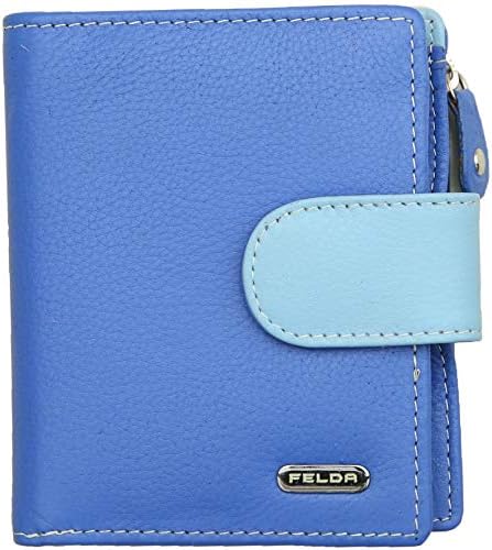 Felda RFID Small Womens Purse  Compact Ladies Wallet, Genuine Leather Ladies Purse - Credit Card Holder 10 Card Slot, Large Leather Purse and Gift Box