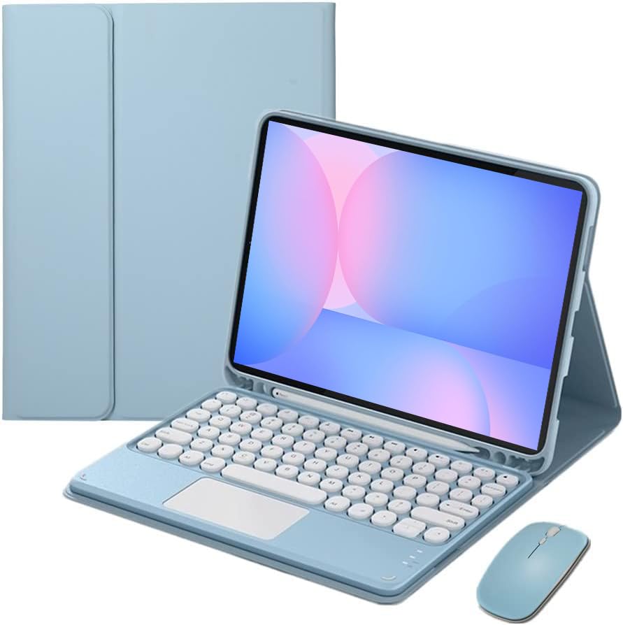 Touch Keyboard Case for Samsung Galaxy Tab S10 FE/ S9 FE 5G 10.9 Inch/Tab S9 11 Inch, with Mouse - Magnetically Detachable Touch Bluetooth Keyboard (