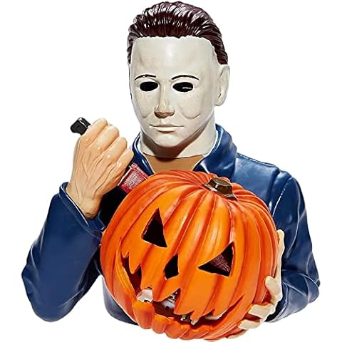 Qundkouy Halloween Decorations, Michael Myers Statue with Pumpkin Sam Trick 'r Treat Led Light Up Garden Gnomes Decoration Resin, for Yard, Lawn, Patio, Desktop, Indoor or Outdoor Decor (Michael) Cover