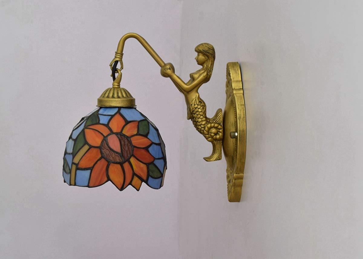 6-calowa lampa ścienna Śródziemnomorska niebieska słoneczna Retro Wisząca ściana w przejściu Średnica Brytyjska kreatywna
