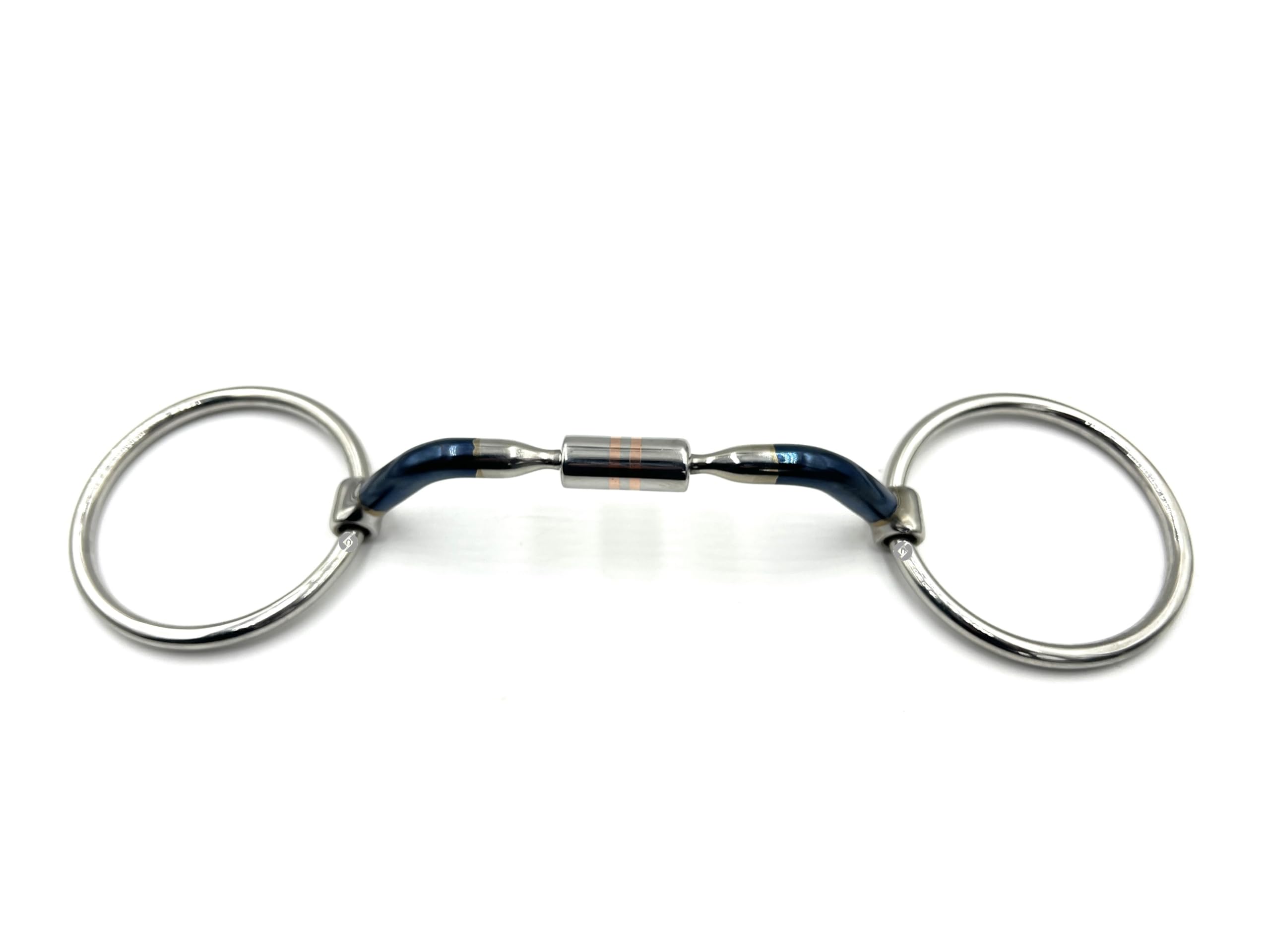 Ported Blue Sweet Iron Loose Ring Snaffle Bit Copper Inlay Roller Horse Bit (6")