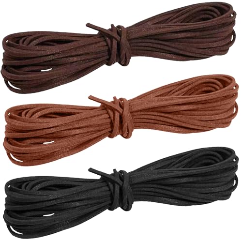 Lederband für Ketten,3 Rollen Lederband 3mm,Lederschnur Lederbänder...