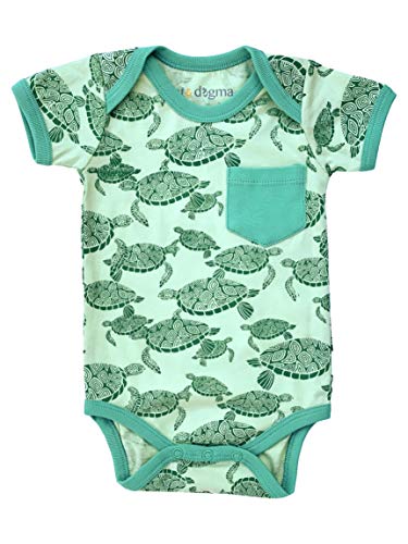 Cat & Dogma Organic Unisex Short Sleeve Bodysuit (Sea Turtle, 3-6 Months)