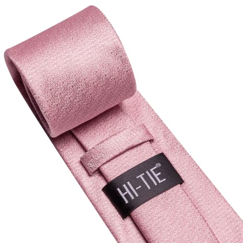 Image of Hi-Tie Men Silk Ties Set with Flower Lapel Pin Necktie Pocket Square Cufflinks for Tuxedo Wedding Business