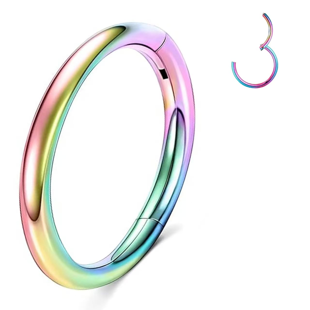 G23 Titanio Hipoalergénico Anillo de la Nariz Oro Plata Negro Septum Helix Cartílago Concha Anillos de Segmento Anillos de Labio 14G 16G Espesor 6MM/8MM/10MM/12MM Aro de Nariz 1 Pieza — view 14