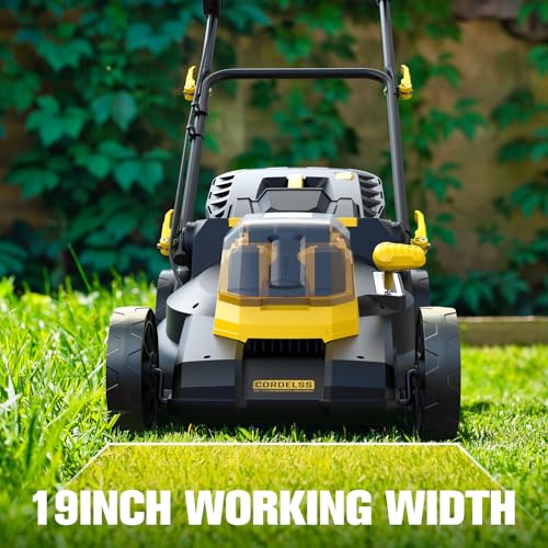 Baikemon 40V 19″ Cordless Lawn Mower, Compatible with DEWALT 2x20V MAX Battery (No Battery), Electric Lawn Mower with 6-Height Adjustment, 2-in-1 Cutting System, 3-Level Adjustable Handle