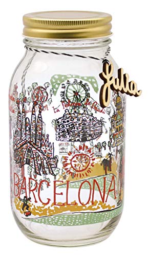 井澤コーポレーション 保存容器 ガラス 本体/φ6.6×H17.3cm 蓋/φ7×H1.5cm シティスケープ ガラスジャーL BARCELONA 112215