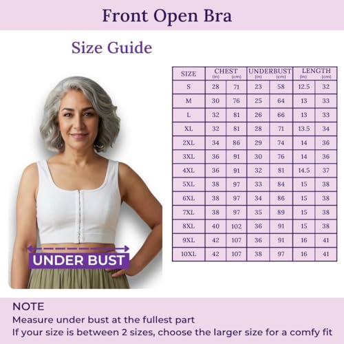 Image of ADIRA | Front Open Bra for Elderly Women | Non Padded & Non Wired | Bra for Elderly Women | Full Coverage with Front Hook | U-Back | Stretchable Cotton Fabric | Pack of 1