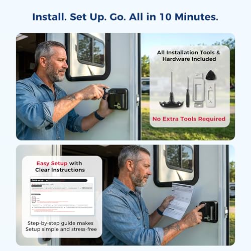 Image of ONNAIS RV Door Lock Replacement - Full Metal Keyless Entry, 10-Digit Keypad, Dual-Door Remote, Backup Key, RV Essential, Ideal Gift for RV Owners