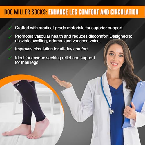 image for Doc Miller Compression Calf Sleeve for Men & Women – 20-30mmHg Gradu