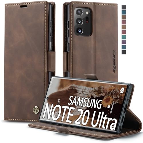 Samsung Galaxy Note 20 Ultra Wallet Case Retro PU Leather Flip Magnetic Closure Protective Cover with Card Slots Cash Pockets with Kickstand for Samsung Note 20 Ultra 5G 6.9 inch (Coffee)